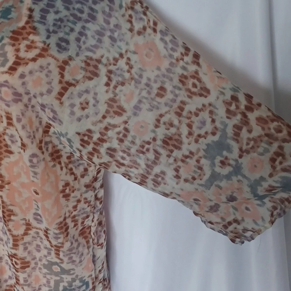 NWT SONOMA WATERCOLOR IKAT LONG KIMONO (BROWN MULTI / OS)